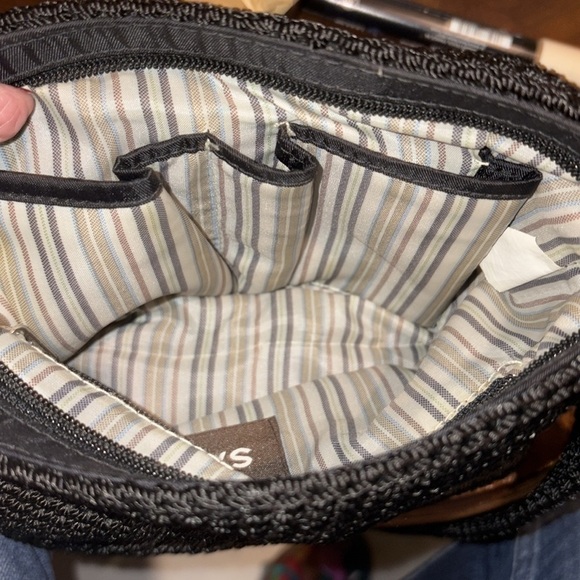 The SAK  shoulder bag  Small  crochet Black   nylon lining  exterior pocket NWOT - Picture 14 of 17